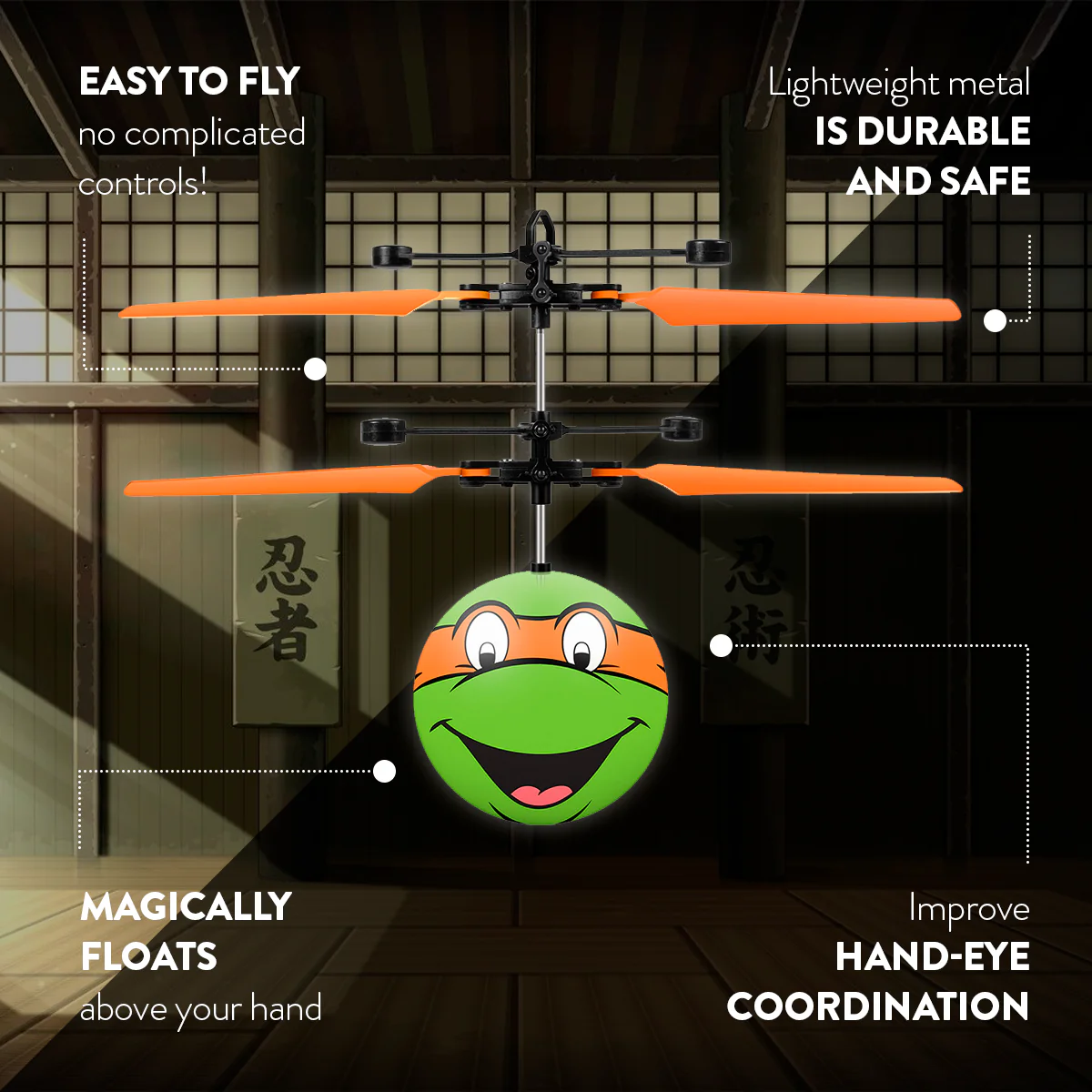 Nickelodeon TMNT Michelangelo IR UFO Ball Helicopter - Image 5