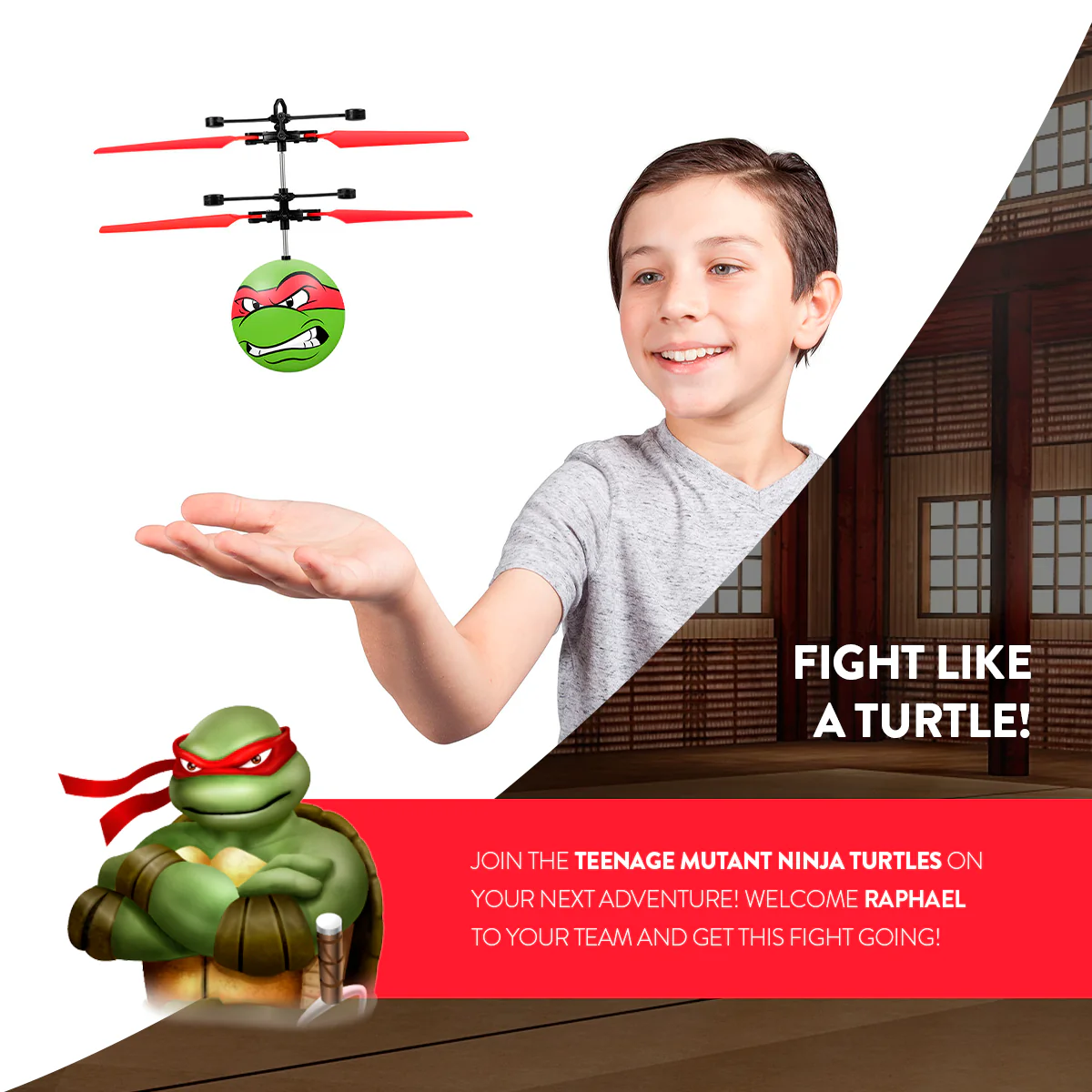 Nickelodeon TMNT Raphael Flying Figure IR UFO Ball Helicopter - Image 5