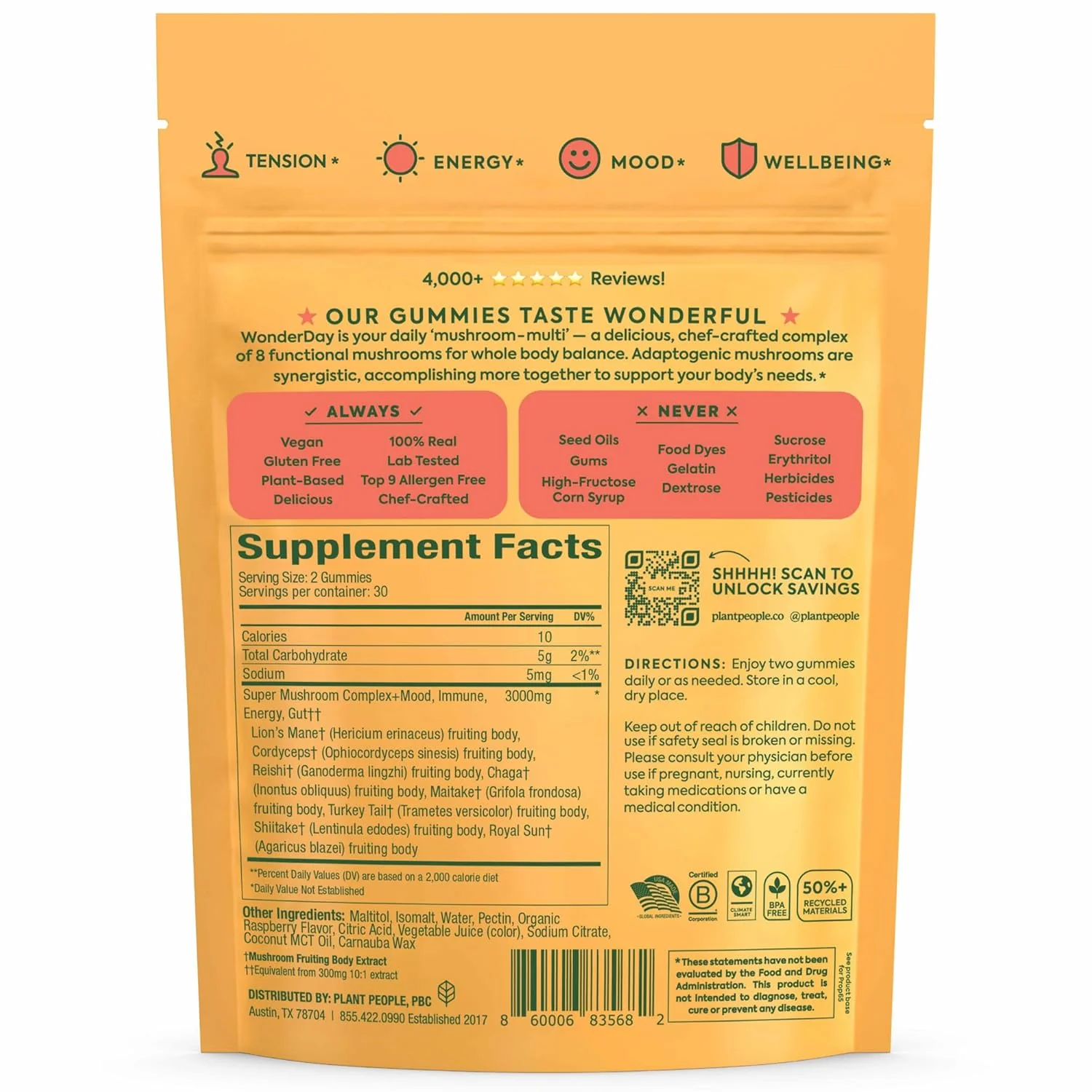 Plant People WonderDay Mushroom Gummies – Wild Raspberry - Image 2