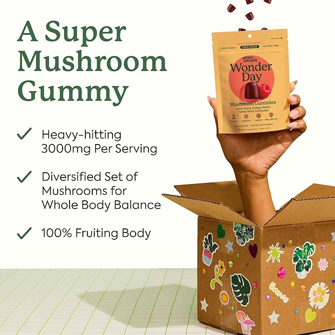 Plant People WonderDay Mushroom Gummies – Wild Raspberry - Image 6