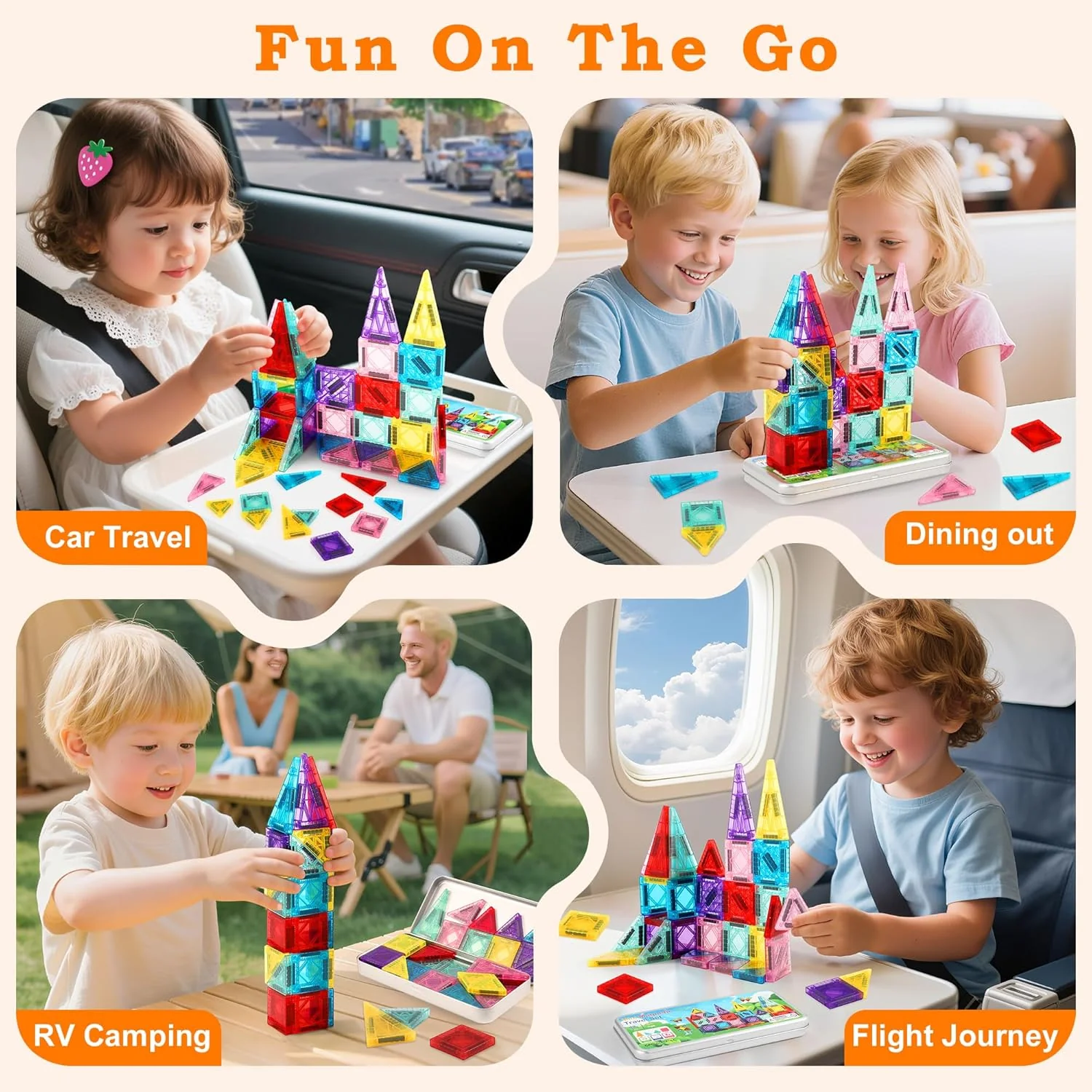 Portable 42-Piece Travel Magnetic Tiles Building Set - Image 3