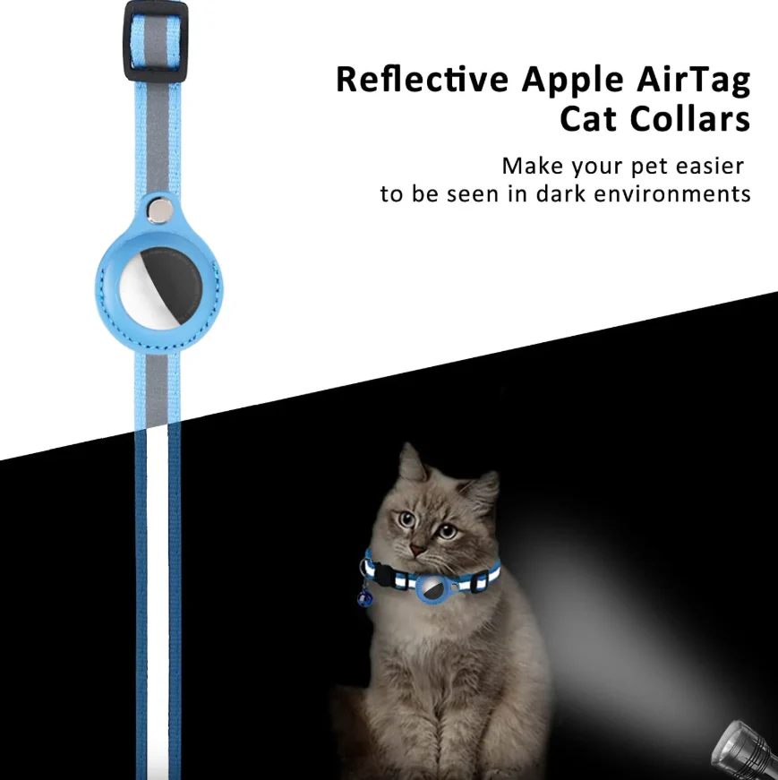Reflective GPS Tracking Cat Collar – Adjustable Anti-Lost Collar with Bell & GPS Tracker Holder - Image 3