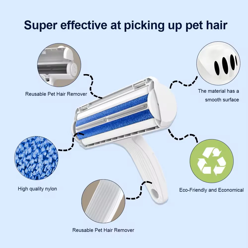 Reusable silicone pet fur remover roller — self-cleaning, no refills, ideal for dogs & cats on couches, beds & carpets. - Image 4