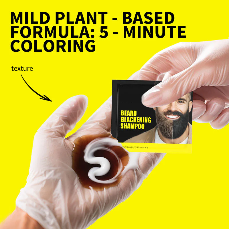 Semi-Permanent Men’s Beard Dye Shampoo – Natural Black Color, Easy 5-Minute Gray Coverage - Image 3