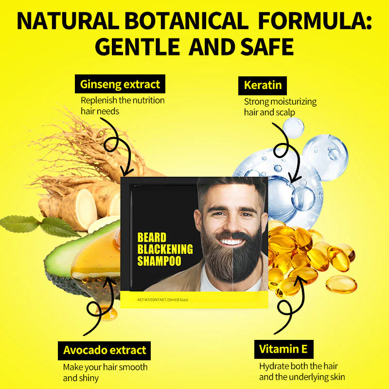 Semi-Permanent Men’s Beard Dye Shampoo – Natural Black Color, Easy 5-Minute Gray Coverage - Image 4