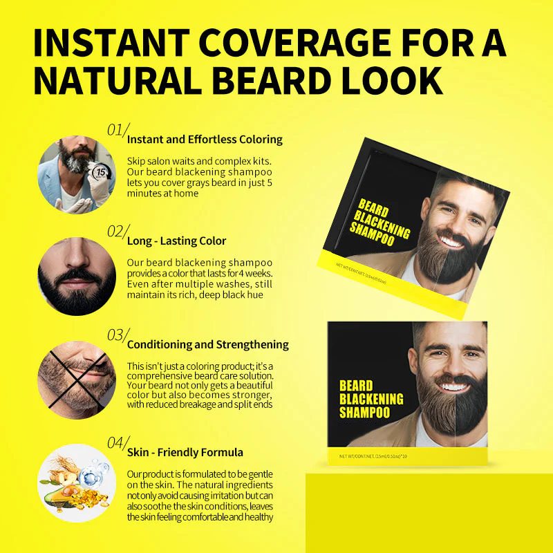 Semi-Permanent Men’s Beard Dye Shampoo – Natural Black Color, Easy 5-Minute Gray Coverage - Image 5