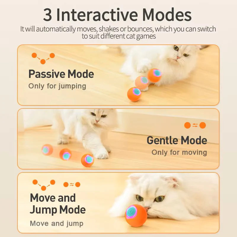 Smart Interactive Rolling Cat Toy Ball – Self-Moving Electric Bounce & Chase Toy for Cats & Small Dogs - Image 5
