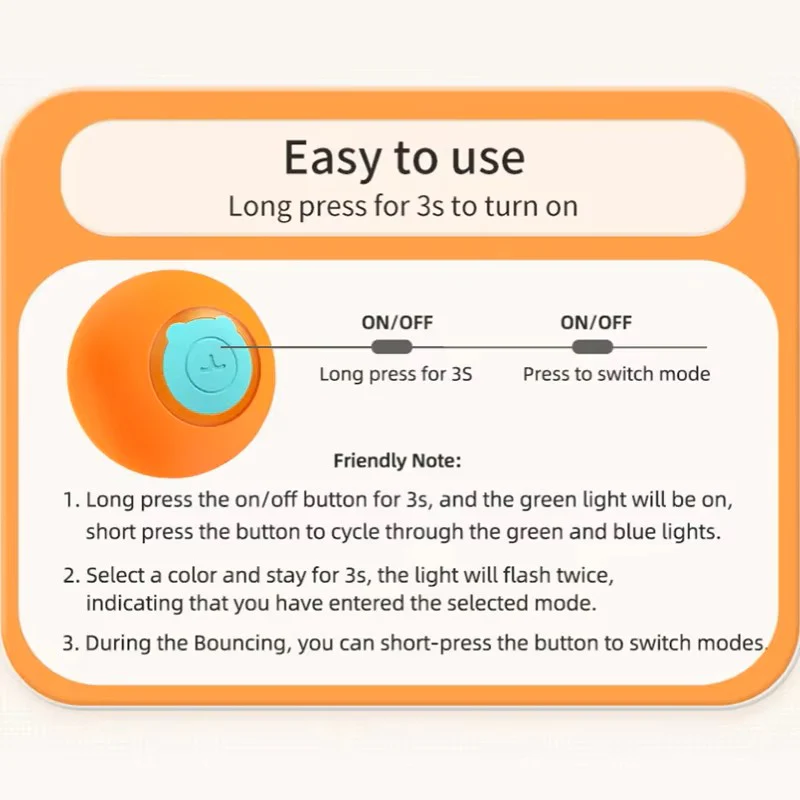 Smart Interactive Rolling Cat Toy Ball – Self-Moving Electric Bounce & Chase Toy for Cats & Small Dogs - Image 6