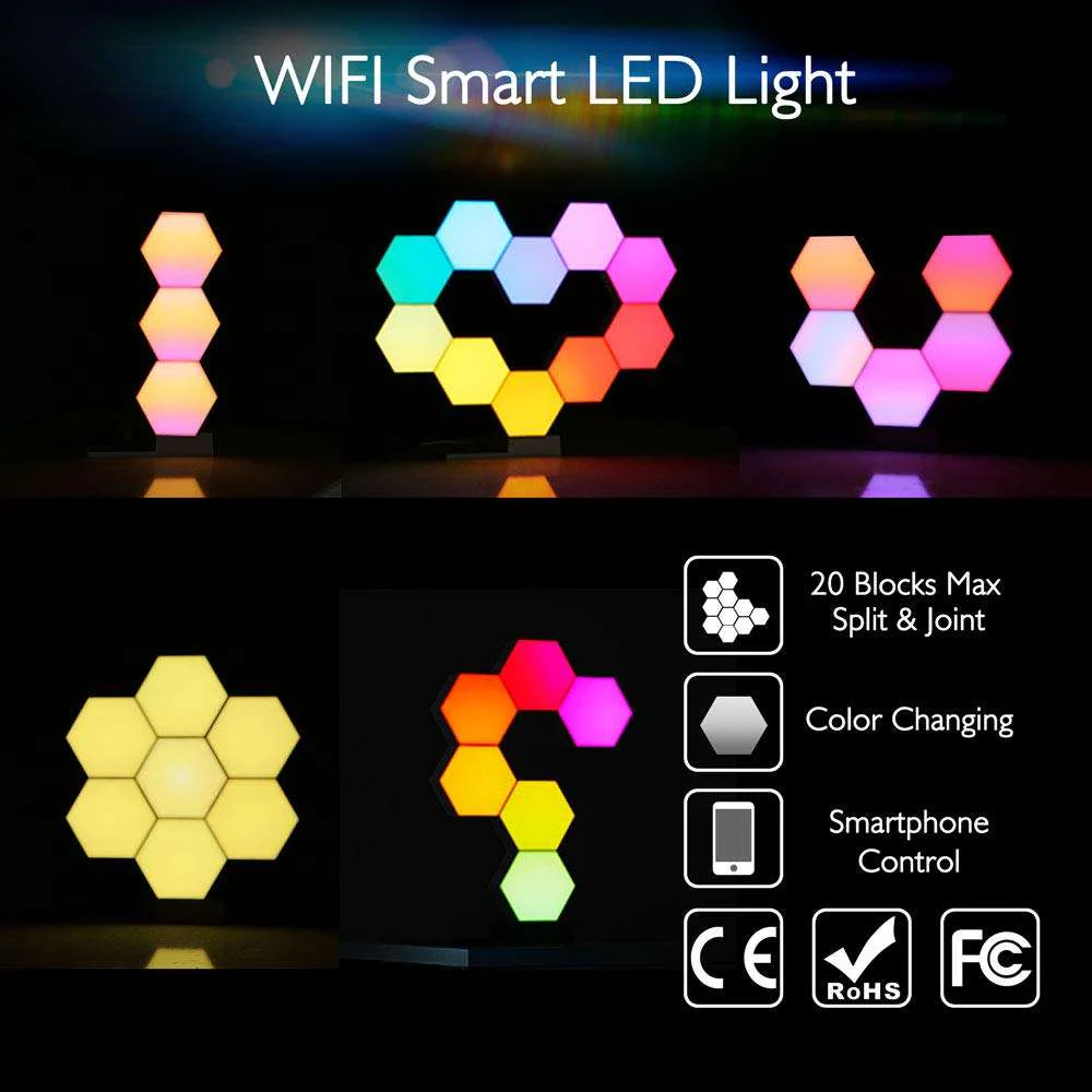 Smart Modular LED Hex Light Panels with App & Touch Control – Music Sync Wall Lights for Home Decor & Gaming Setup - Image 6