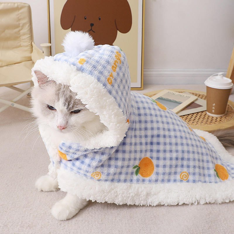 Soft Fleece Cat Cape with Hat – Cozy Convertible Cloak and Pajama Outfit for Cats - Image 3