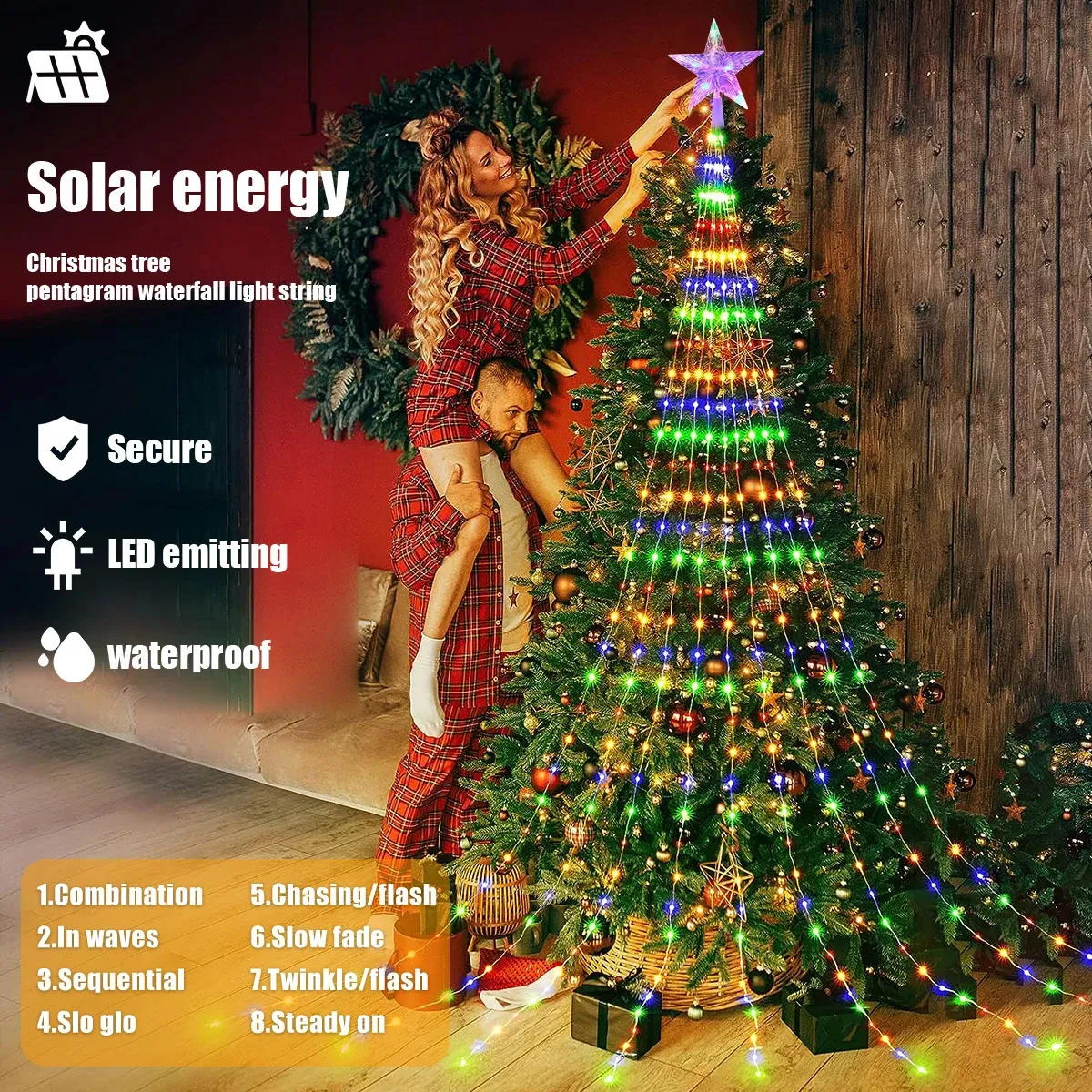 Solar LED Star String Lights – 8-Mode Christmas Fairy Lights for Indoor & Outdoor - Image 2