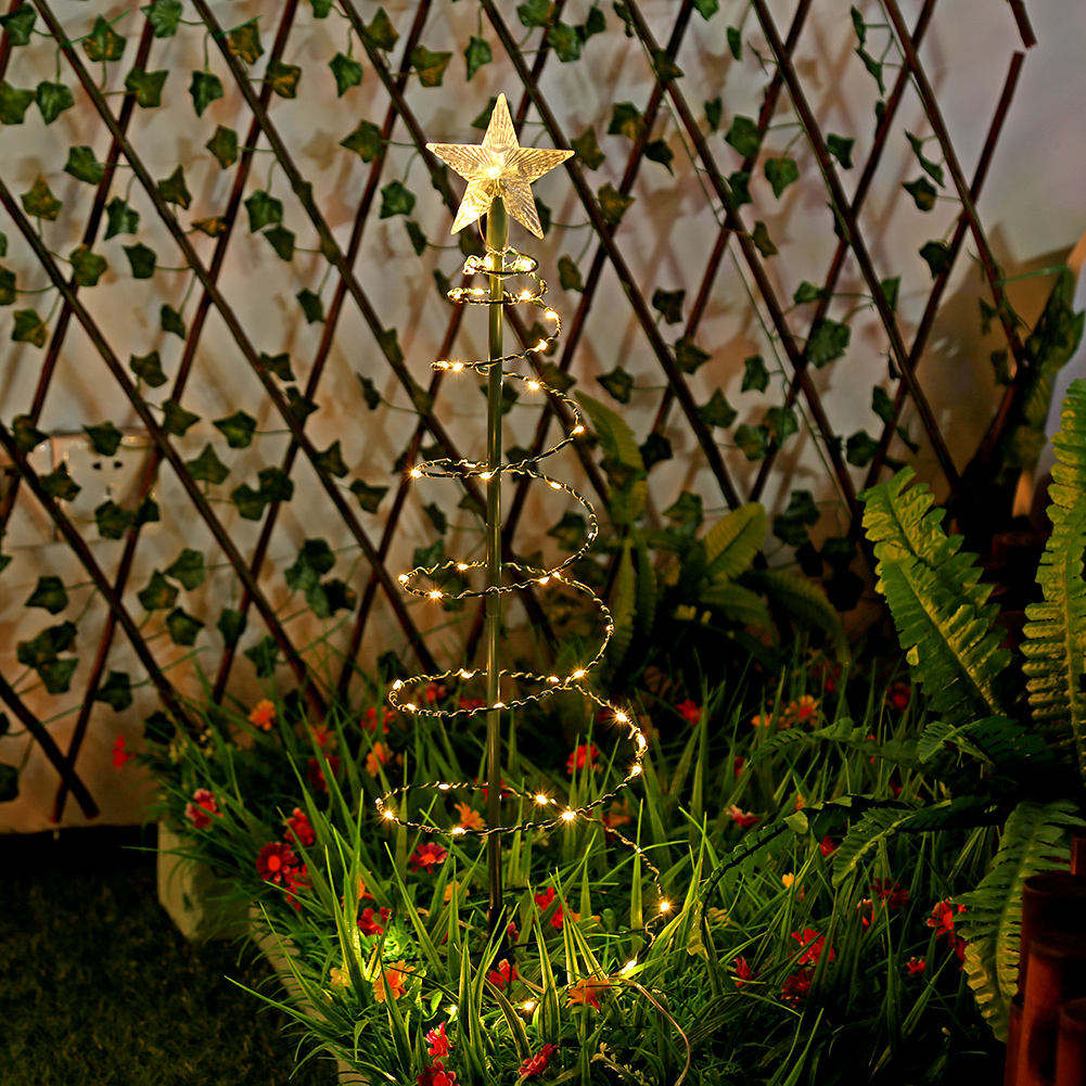 Solar Spiral Christmas Tree Lights – Outdoor LED Garden Pathway Decoration - Image 2