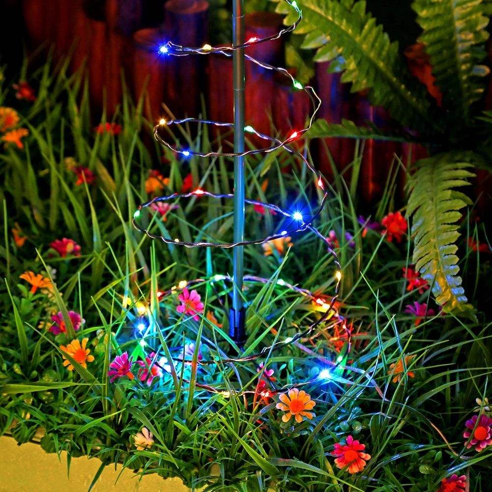 Solar Spiral Christmas Tree Lights – Outdoor LED Garden Pathway Decoration - Image 3