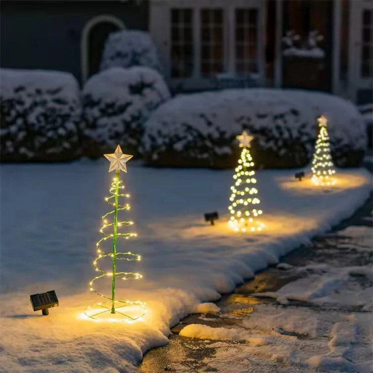 Solar Spiral Christmas Tree Lights – Outdoor LED Garden Pathway Decoration - Image 4