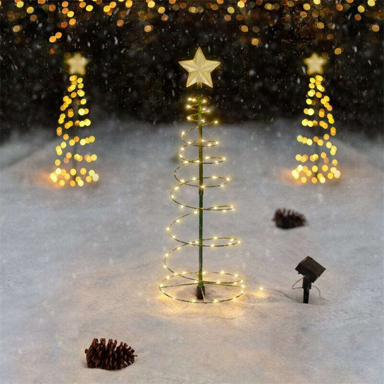 Solar Spiral Christmas Tree Lights – Outdoor LED Garden Pathway Decoration - Image 5