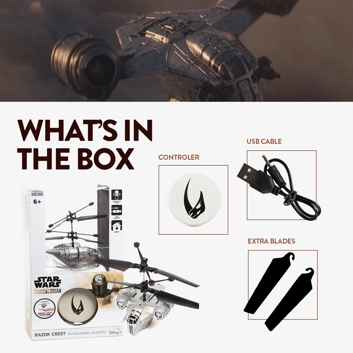 Star Wars Sculpted UFO Helicopter Series - The Mandalorian Flying Figures - Image 5