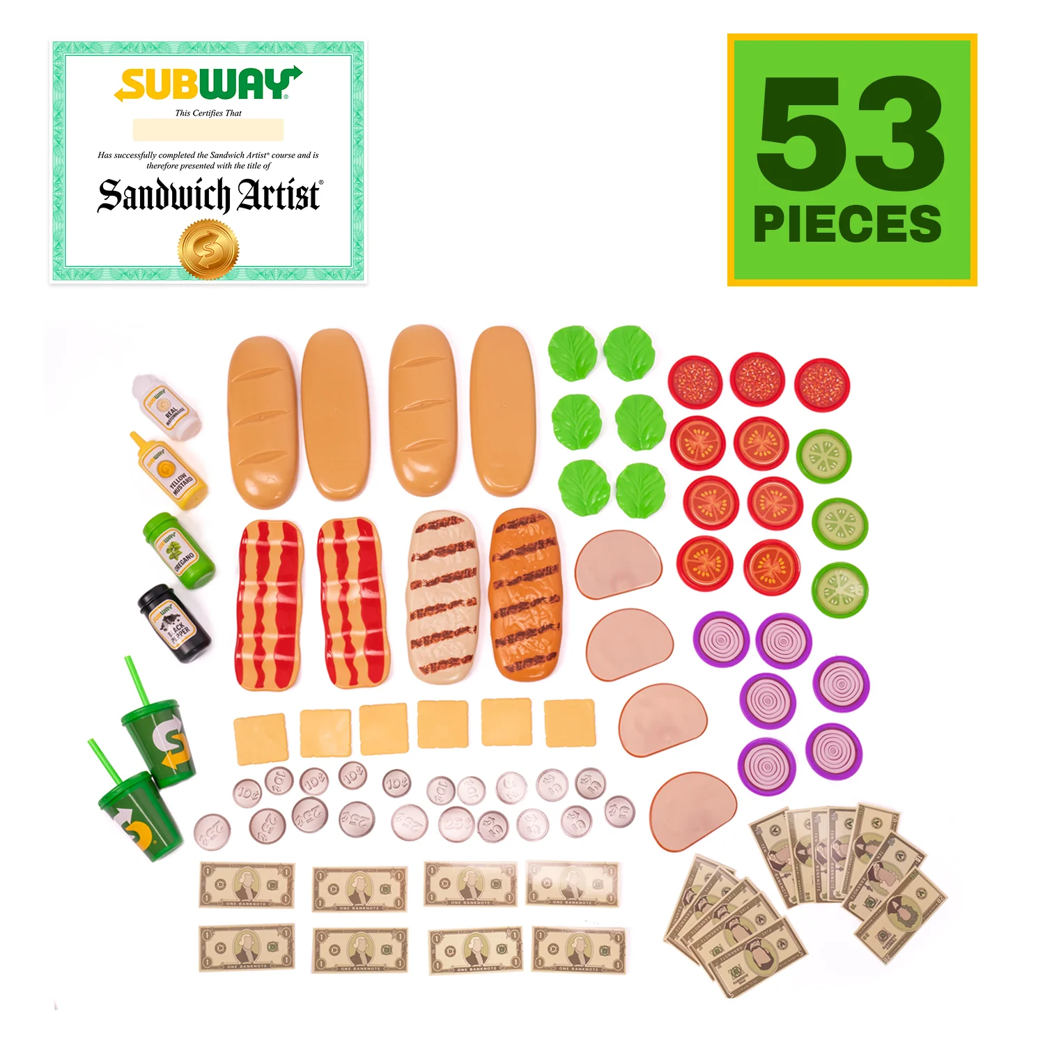 Subway Sandwich Artist Playset – 53 Piece Pretend Restaurant Kit - Image 3