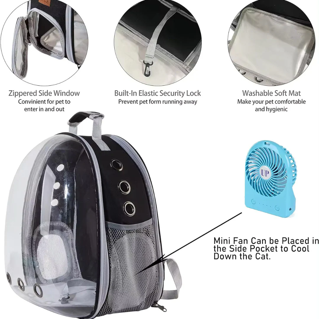 Transparent Capsule Pet Carrier Backpack – Foldable Travel Design - Image 3