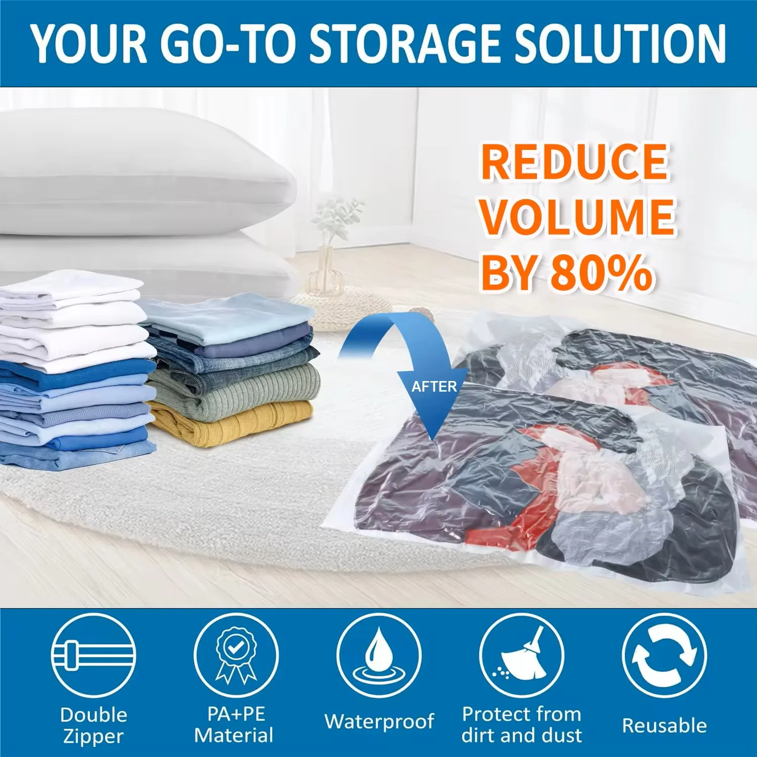 Transparent Vacuum Storage Bags – Travel & Home Compression Organizer for Clothes & Bedding - Image 2