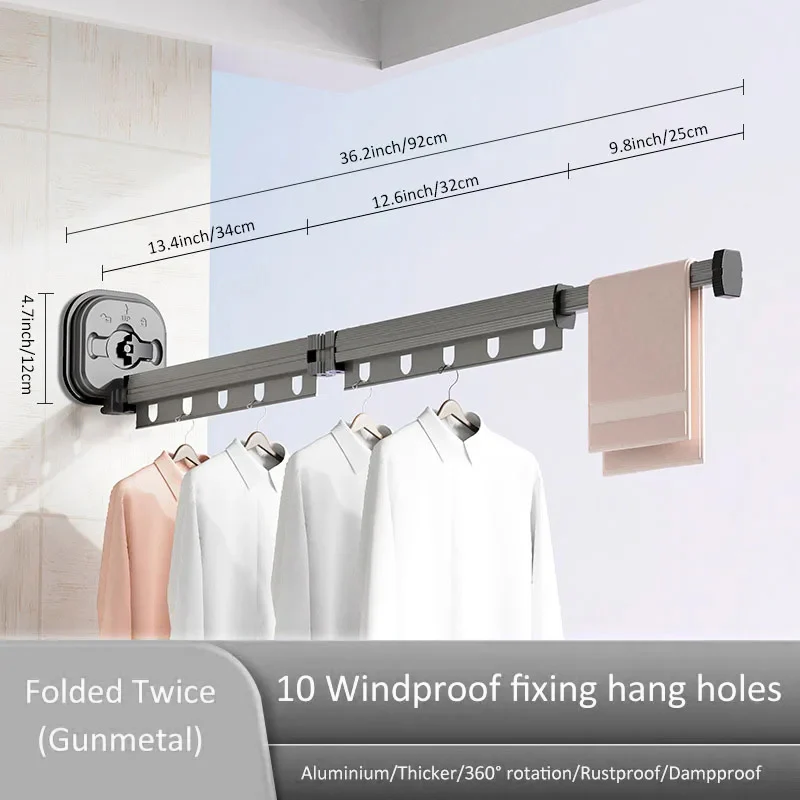 Wall Mount Folding Clothes Drying Rack - Image 7