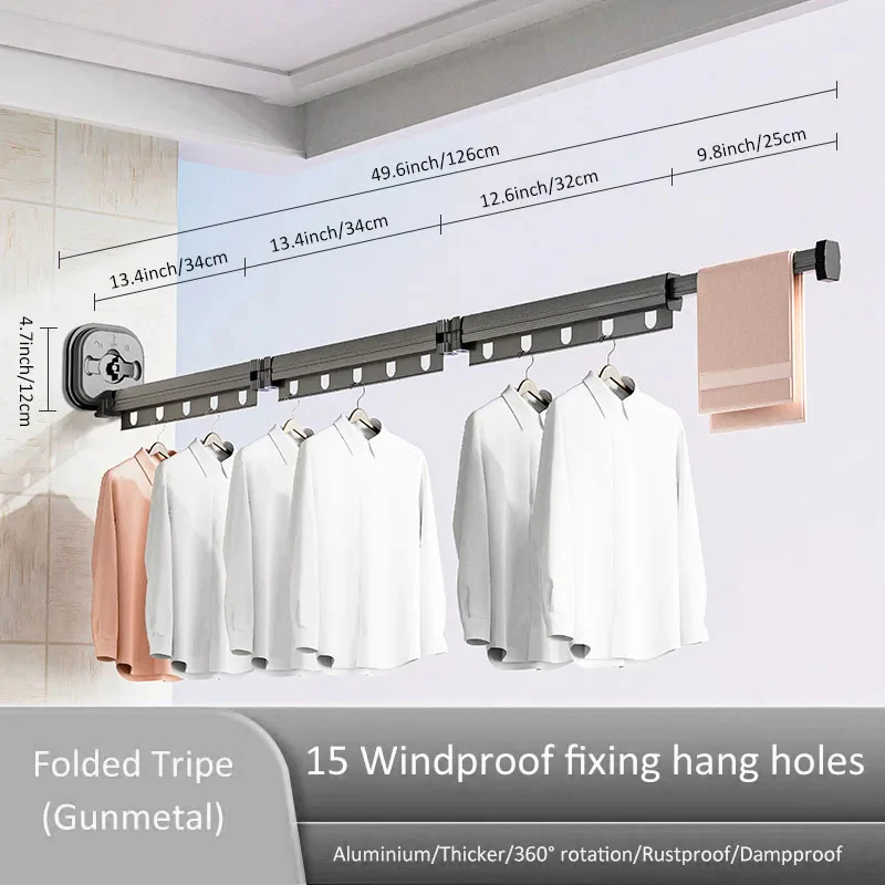 Wall Mount Folding Clothes Drying Rack - Image 8