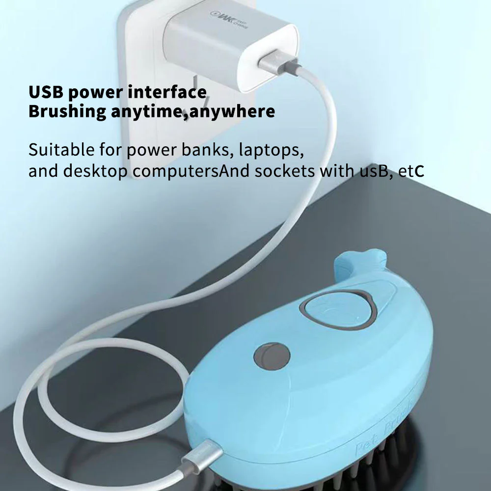 Whale Claw Design Steam Brush for Dogs & Cats – Rechargeable Pet Grooming Tool - Image 6
