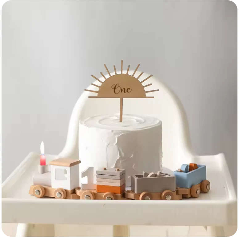 Wooden Train Birthday Toy – Montessori Educational Pull-Along Toy with Numbers & Blocks for Toddlers - Image 5